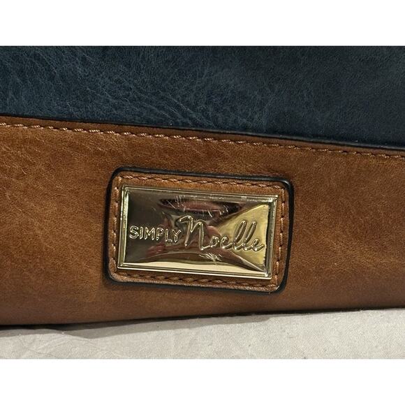 Simply Noelle Women's Shoulder Bag Purse Teal/Brown Handbag Zippers Storage - Picture 2 of 13